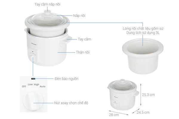 Nồi nấu chậm Panasonic 3 lít NF-N31AWRA - Chính hãng - Hình ảnh 5
