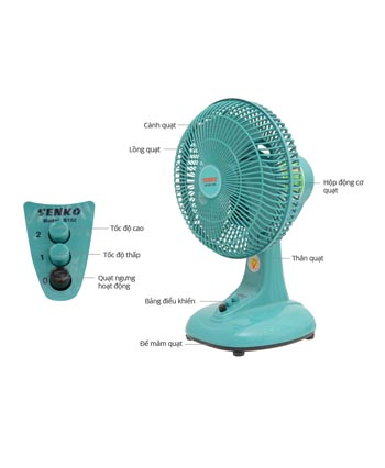 Quạt bàn Senko B102 - góc nhìn 2