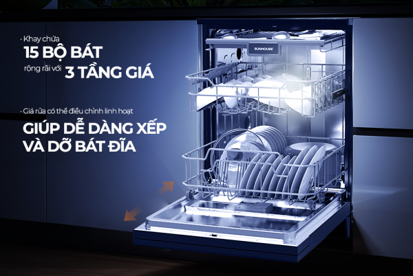 Máy rửa chén Sunhouse SHB8615SEB - Hình ảnh 5
