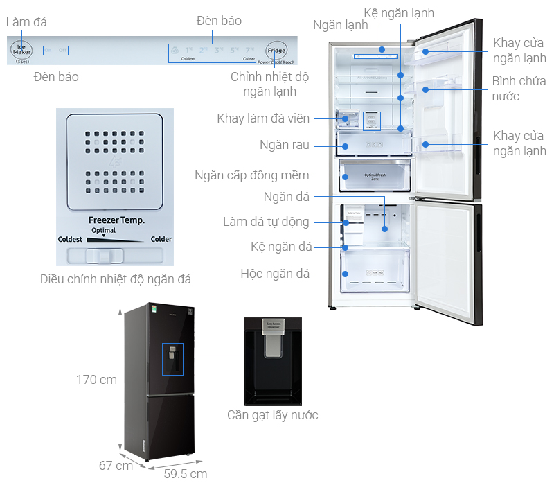 Tủ lạnh Samsung Inverter 307 lít RB30N4190BY/SV - góc nhìn 5
