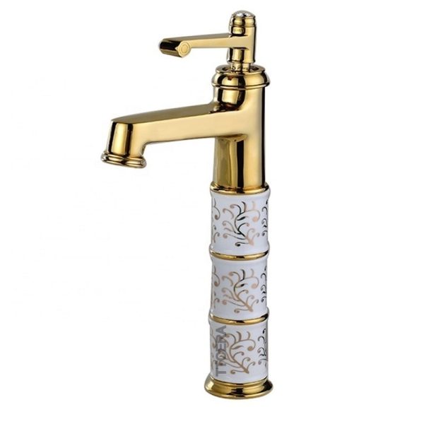 Vòi lavabo nóng lạnh hoa văn cổ điển LK-HC02