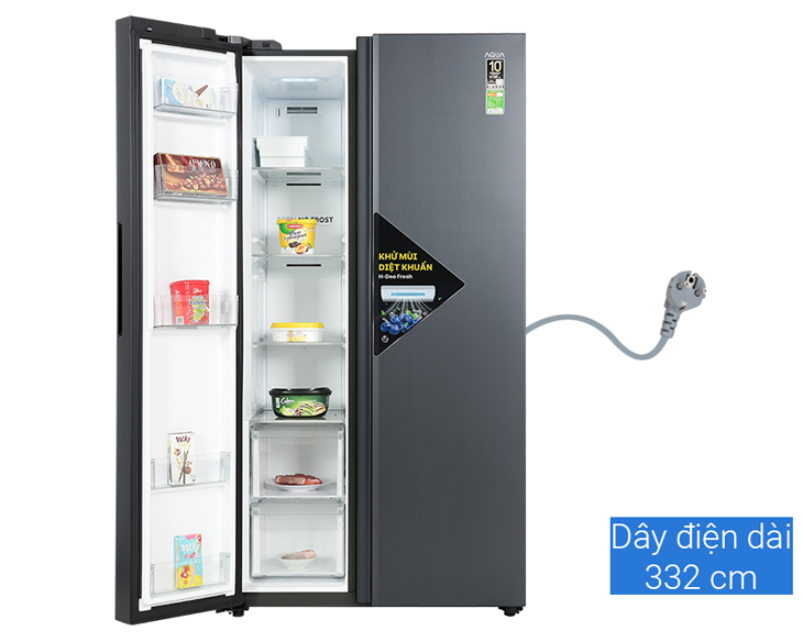 Tủ lạnh Aqua Inverter 646 lít AQR-S682XA(SLB) Giá Tốt - góc nhìn 4