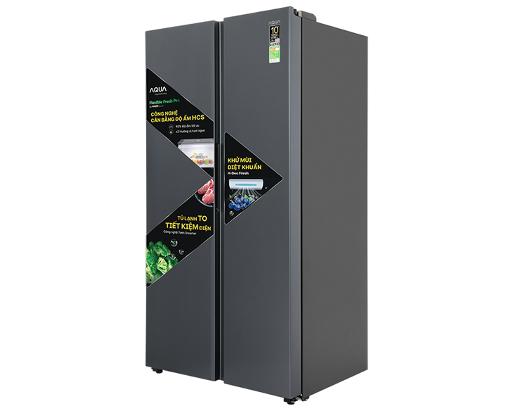 Tủ lạnh Aqua Inverter 646 lít AQR-S682XA(SLB) Giá Tốt - góc nhìn 2